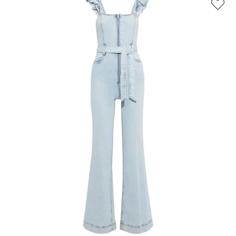ALICE + OLIVIA Jeans Sleeveless Belted Denim Jumpsuit in Fools Paradise 26 - Picture 14 of 14